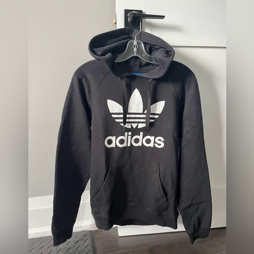 Adidas Womans Black Hoodie with White Logo
